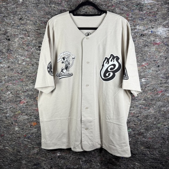 Death Wish‎ Coffee Creamators Shirt Mens XL Tan Baseball Jersey 24 Strong Coffee - Picture 1 of 13